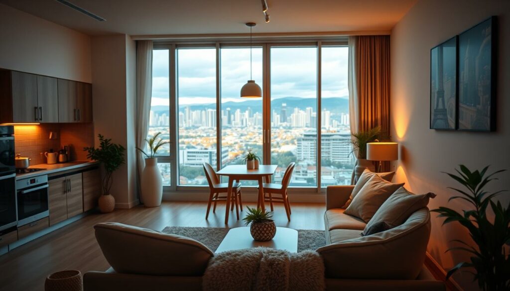 A-cozy-yet-secure-interior-scene-of-a-modern-apartment.-In-the-foreground-a-comfortable-living-1024x585 6 conseils pour négocier une Assurance Habitation 2025 au meilleur prix !