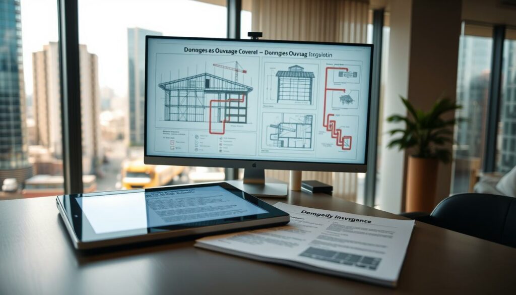 A-modern-office-interior-with-a-large-window-overlooking-a-bustling-cityscape.-On-the-desk-a-1024x585 6 conseils pour négocier une Assurance Dommages Ouvrage 2025 au meilleur prix !