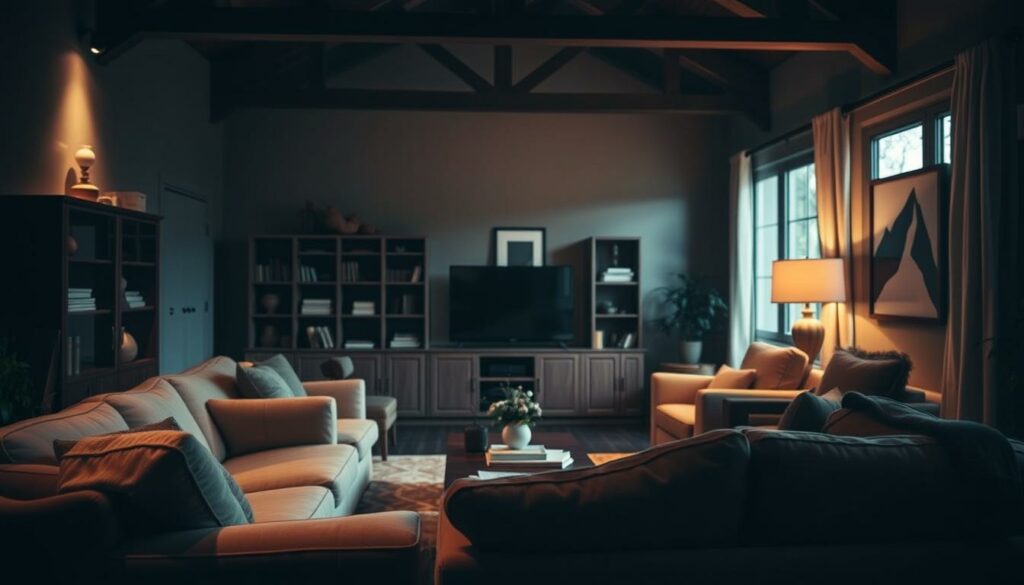 A-dimly-lit-living-room-interior-with-soft-warm-lighting-casting-a-cozy-glow.-In-the-1024x585 Quelle est l'Assurance Habitation la moins chère en 2025 ?