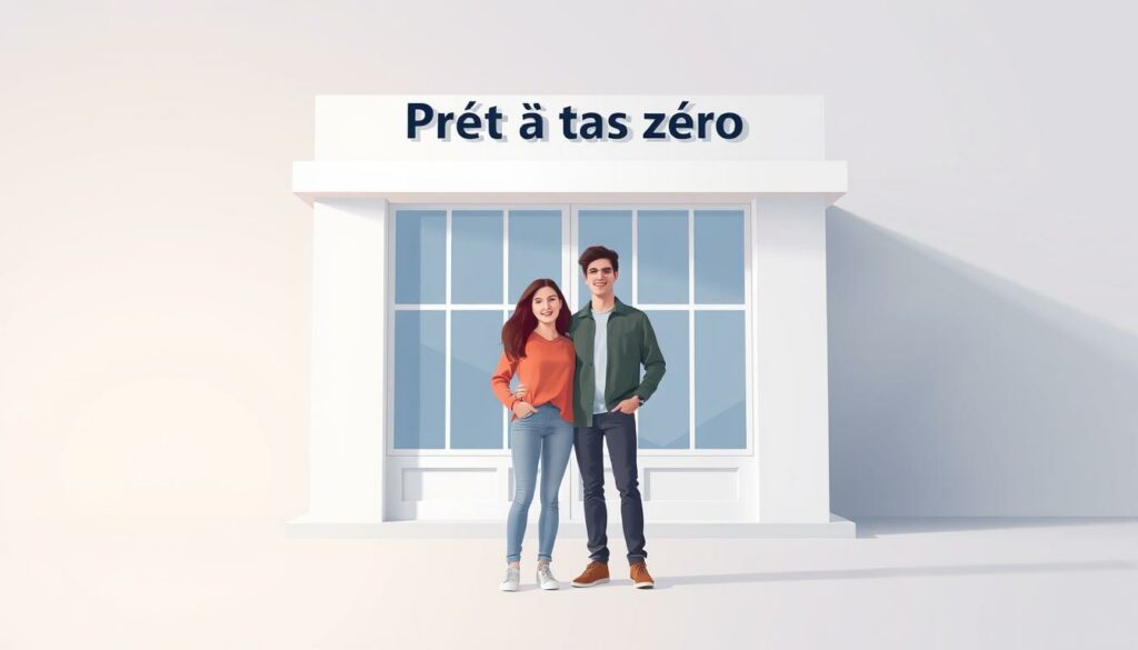 A-modern-minimalist-illustration-depicting-a-young-couple-standing-in-front-of-a-simple-white-1024x585 Prêt à taux zéro (PTZ) : comment en bénéficier au 1er avril 2025 ?